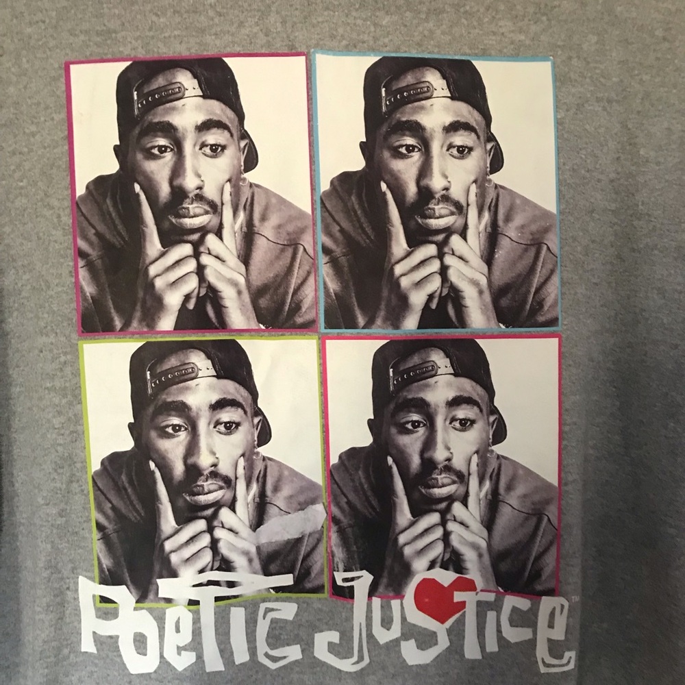 Tupac Poetic Justice Hoodie Pullover Top long sleeves lightweight size L